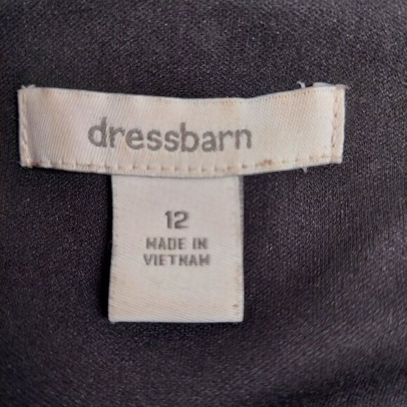 Dressbarn Womens 12 MidiDress Black V Neck Fit Flare Career Stretchy  Date Party - Picture 8 of 9